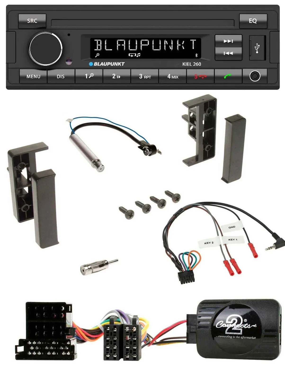 Автомагнитола Blaupunkt USB, DAB, Bluetooth с управлением на руле для Audi A2/A3/A4/A6 (1999–2000)