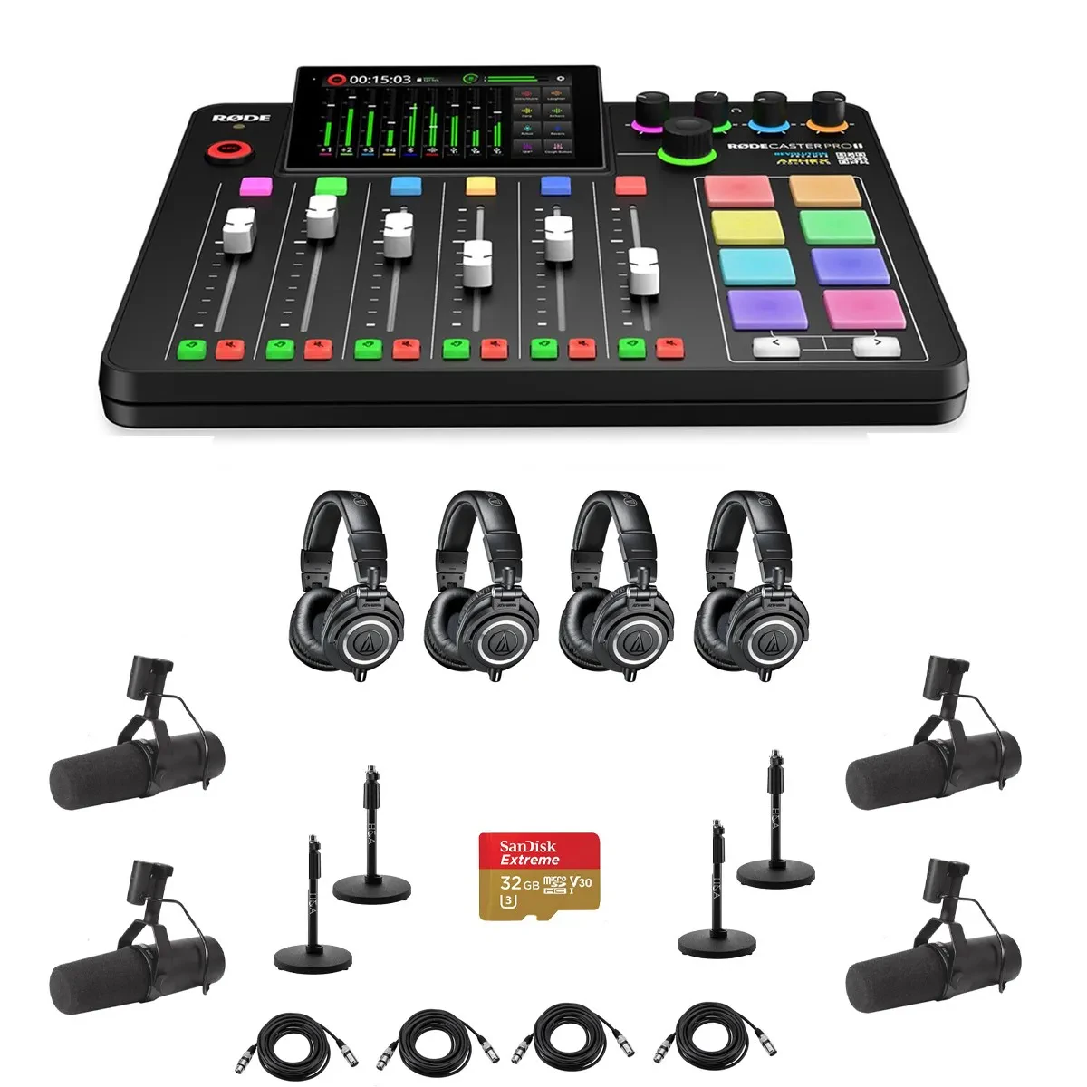 Комплект для подкастов Rode RDRCPIISHK7 RODECaster Pro II Integrated Audio Production Studio Console Bundle