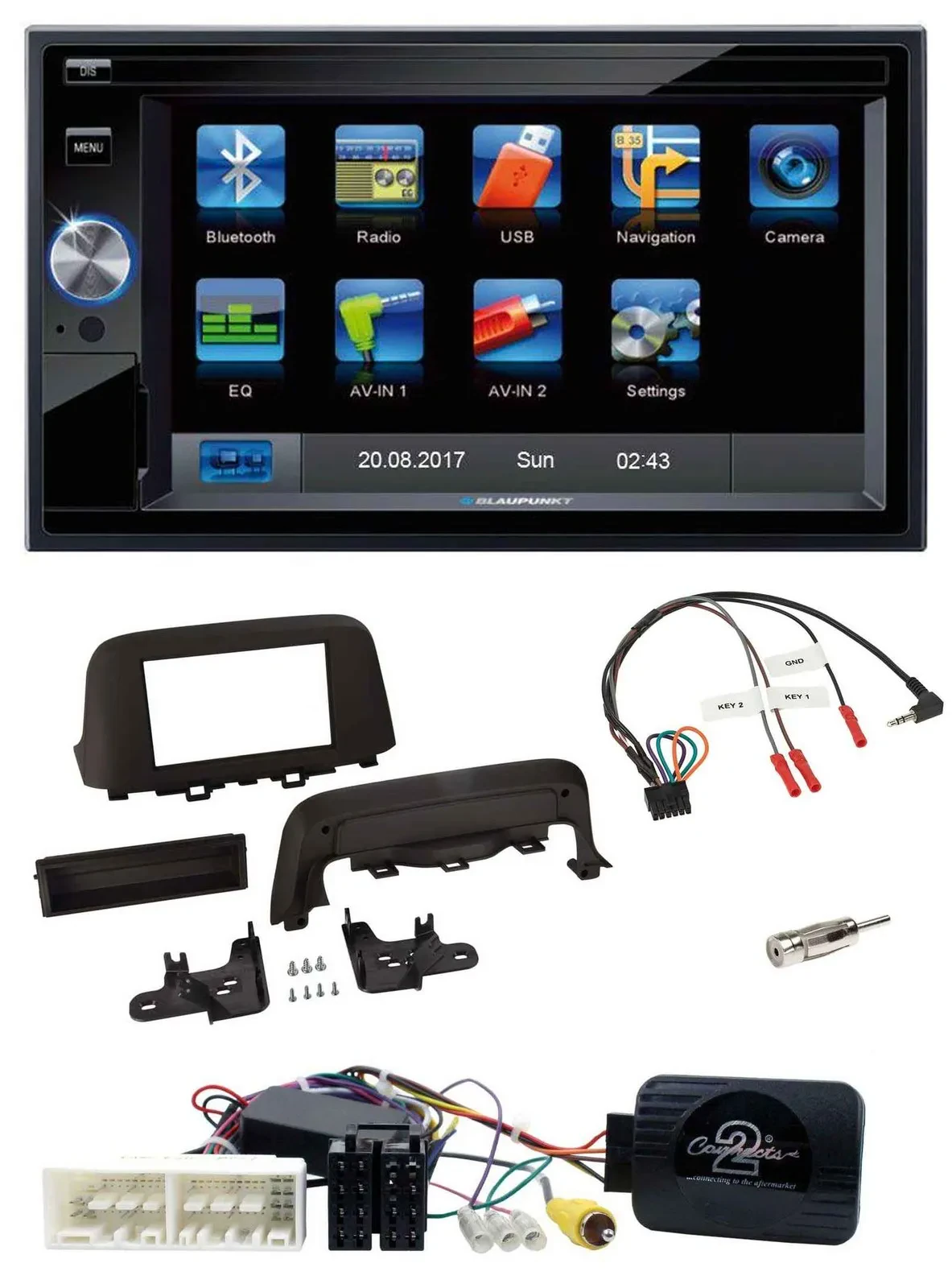 Blaupunkt Lenkrad USB Bluetooth TMC 2DIN Navigation für Hyundai Kona ab 2013