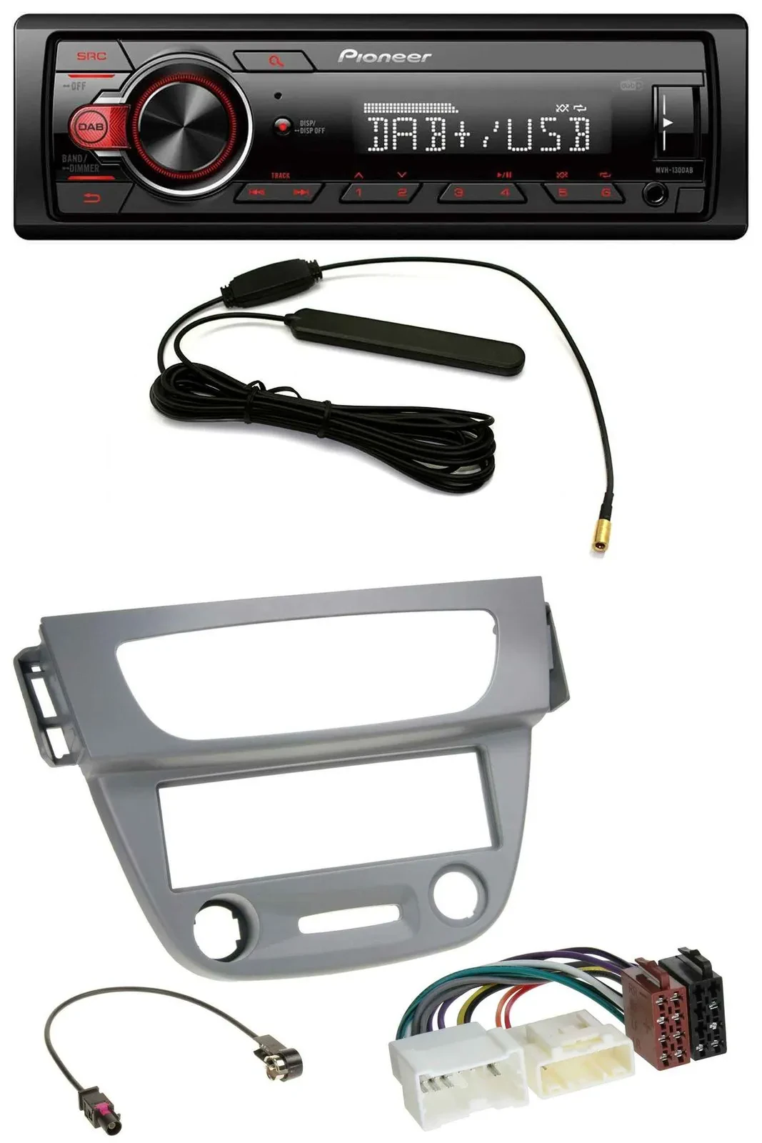 Автомагнитола Pioneer MP3 DAB 1DIN AUX USB для Renault Megane 3 (2012–2014), серый