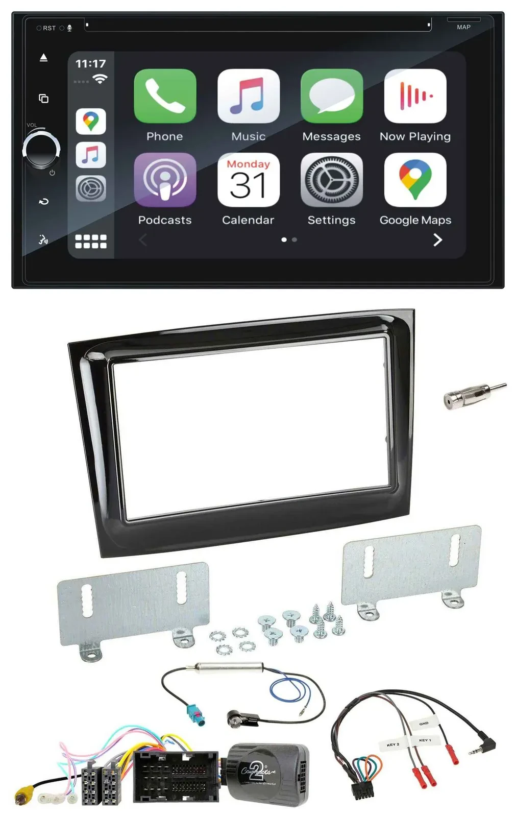 Blaupunkt 2DIN Bluetooth DAB USB DVD Lenkrad Autoradio für Fiat Doblo ab 15 pian