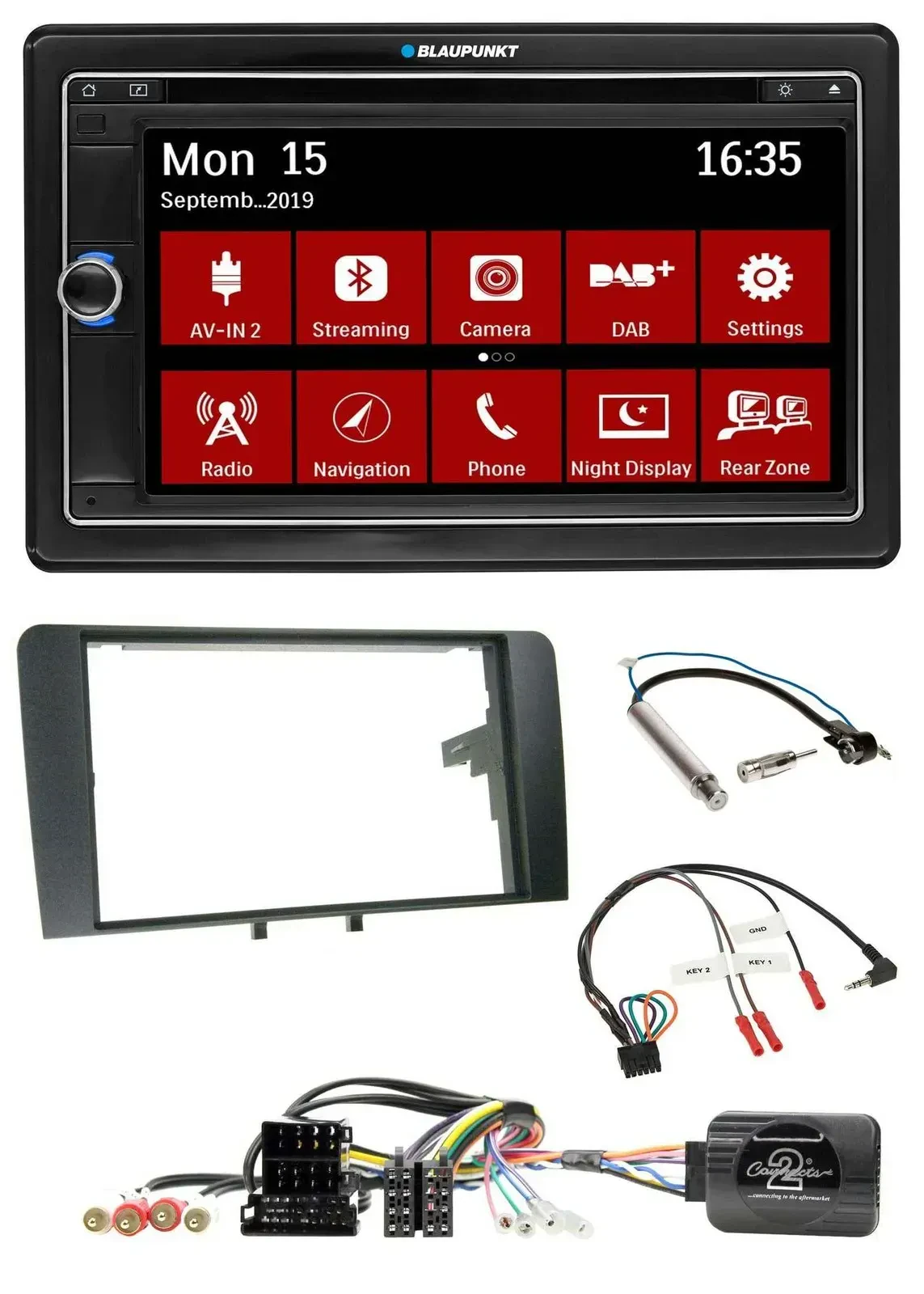 Blaupunkt Lenkrad DAB TMC 2DIN USB Bluetooth Navigation für Audi A3 Symphony ISO