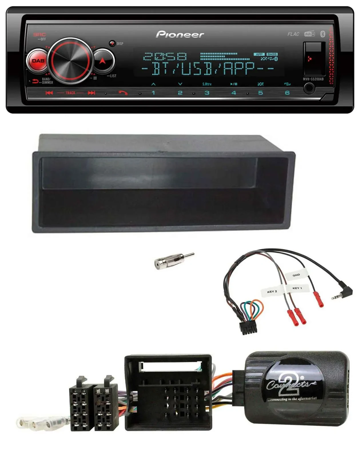 Pioneer Bluetooth USB Lenkrad DAB Autoradio für Citroen C2 2006-2010 C3 2006-201