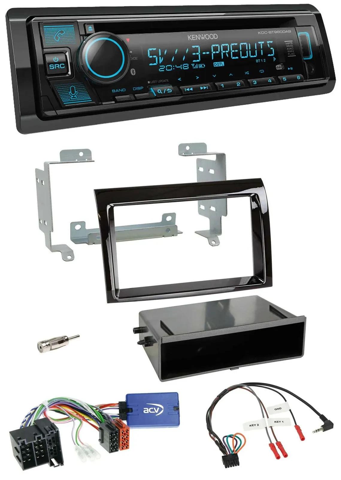 Kenwood Bluetooth USB CD Lenkrad DAB Autoradio für Fiat Ducato 2008-11 Profi pia