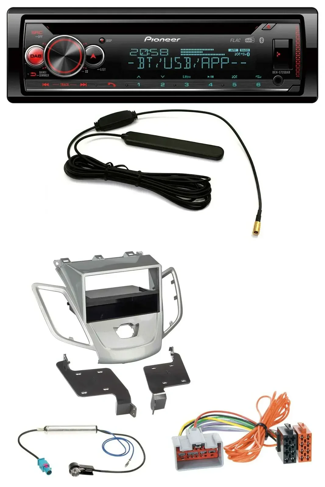 Автомагнитола для Ford Fiesta 2008–2010 (JA8) Pioneer USB DAB MP3 Bluetooth CD