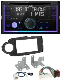 Автомагнитола JVC 2-DIN, CD, USB, MP3, DAB, Bluetooth для Toyota Yaris (2011–2020), черный