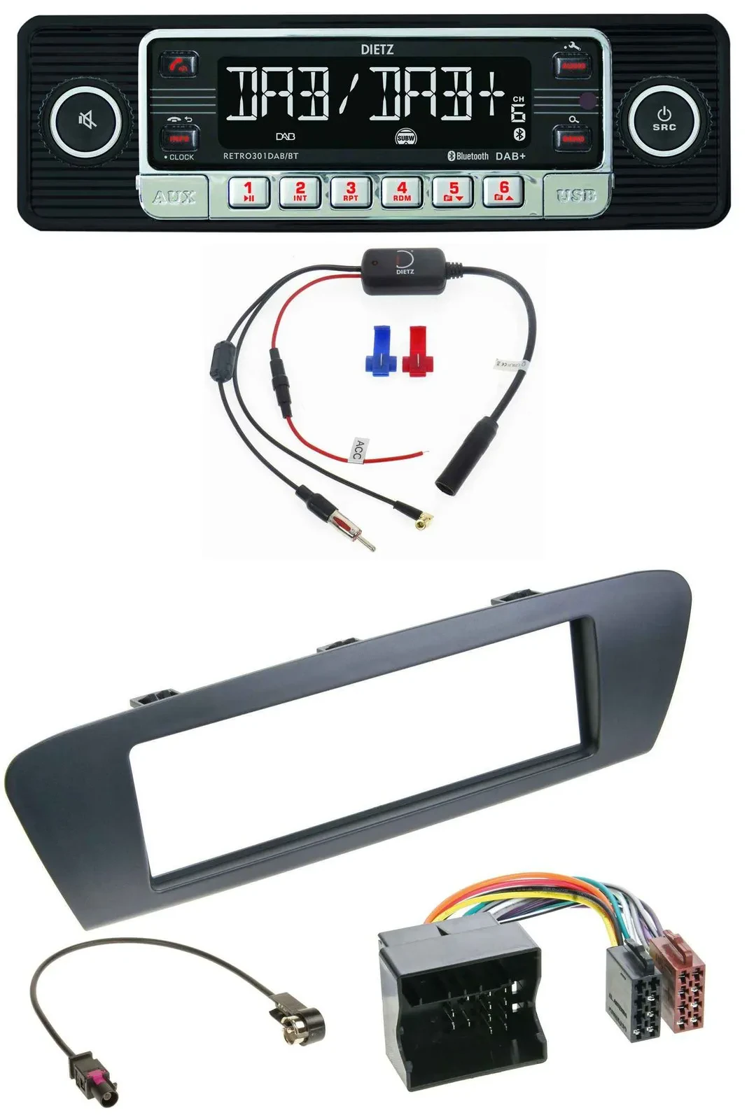 Dietz MP3 DAB Bluetooth USB Autoradio für Renault Scenic (ab 12) - grau