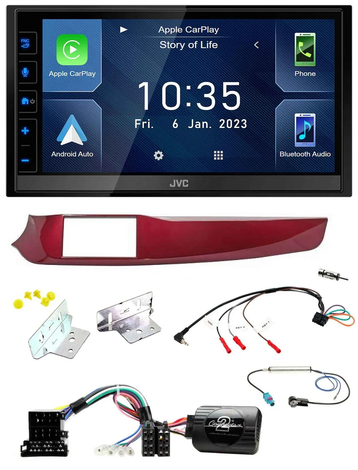 JVC DAB Bluetooth Lenkrad USB 2DIN Autoradio für Alfa Giulietta rot 940 2010-201
