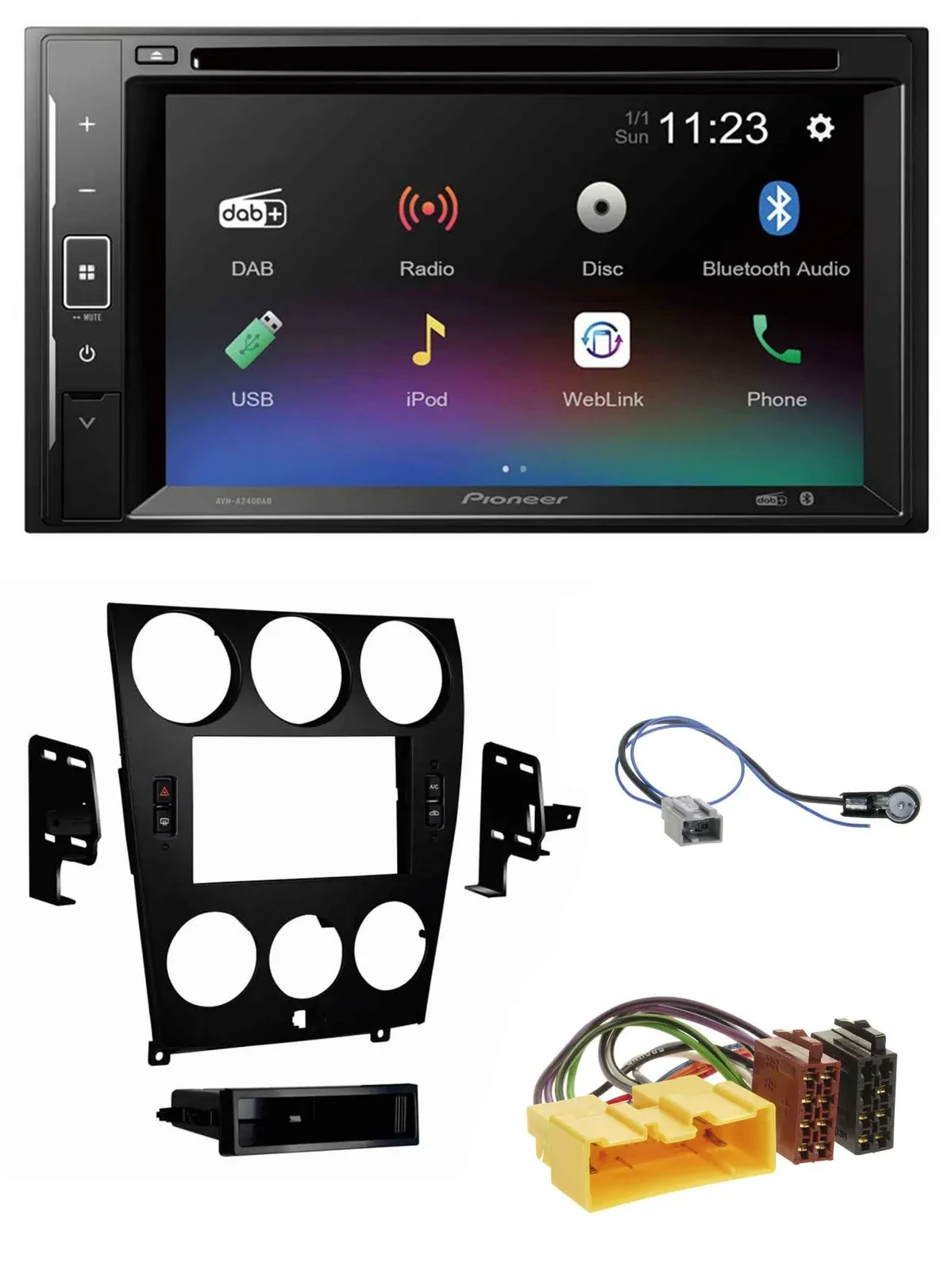 Pioneer Bluetooth MP3 USB 2DIN DAB DVD Autoradio für Mazda 6 (2006-2008)