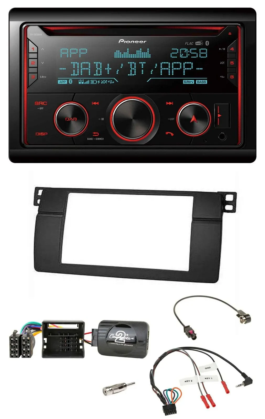 Pioneer 2DIN DAB Lenkrad Bluetooth USB CD Autoradio für BMW 3er E46 2001-2006 Pr