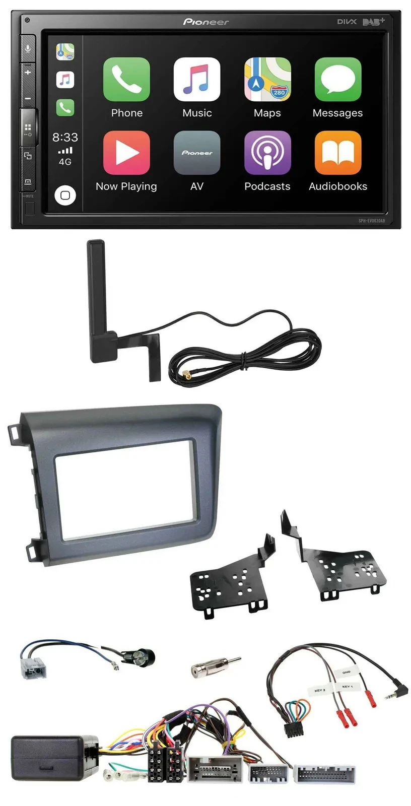 Автомагнитола для Honda Civic (US) 2012 Pioneer 2 DIN, Bluetooth, DAB, USB