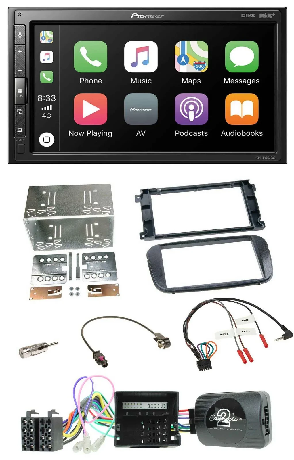 Pioneer USB Lenkrad DAB 2DIN Bluetooth Autoradio für Ford C-Max Galaxy Focus sch