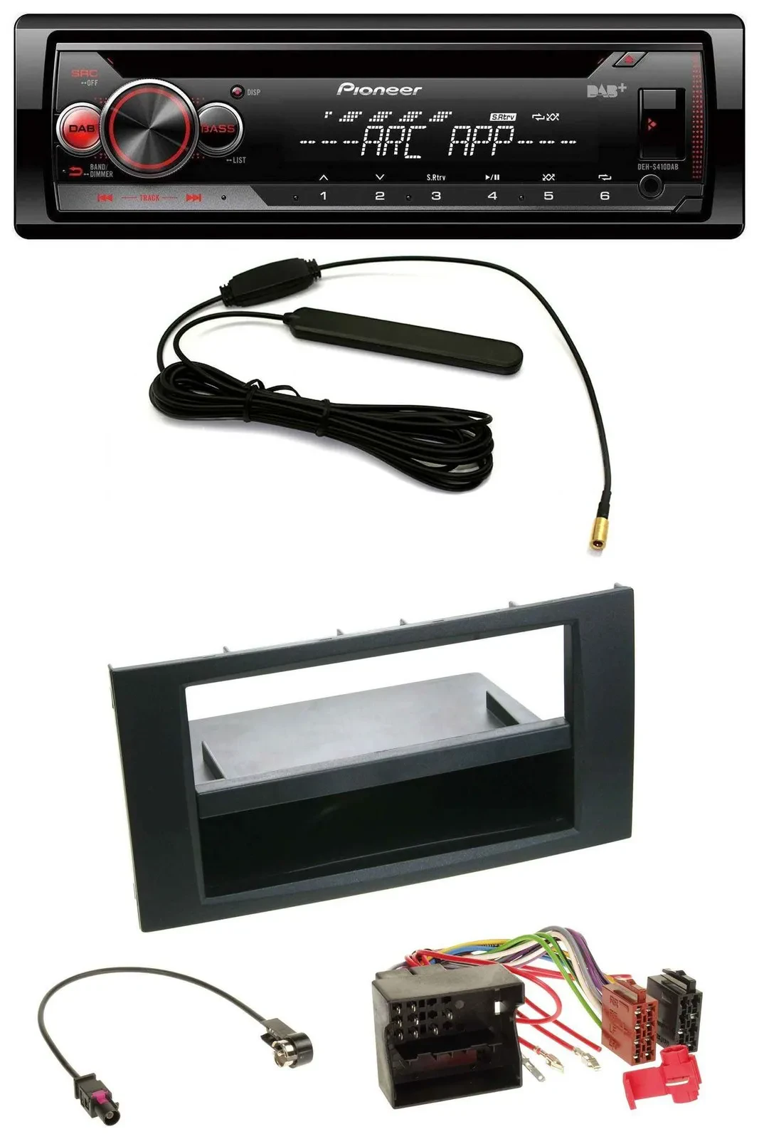 Pioneer CD USB AUX DAB MP3 Autoradio für Ford Focus Fiesta 04-08 schwarz