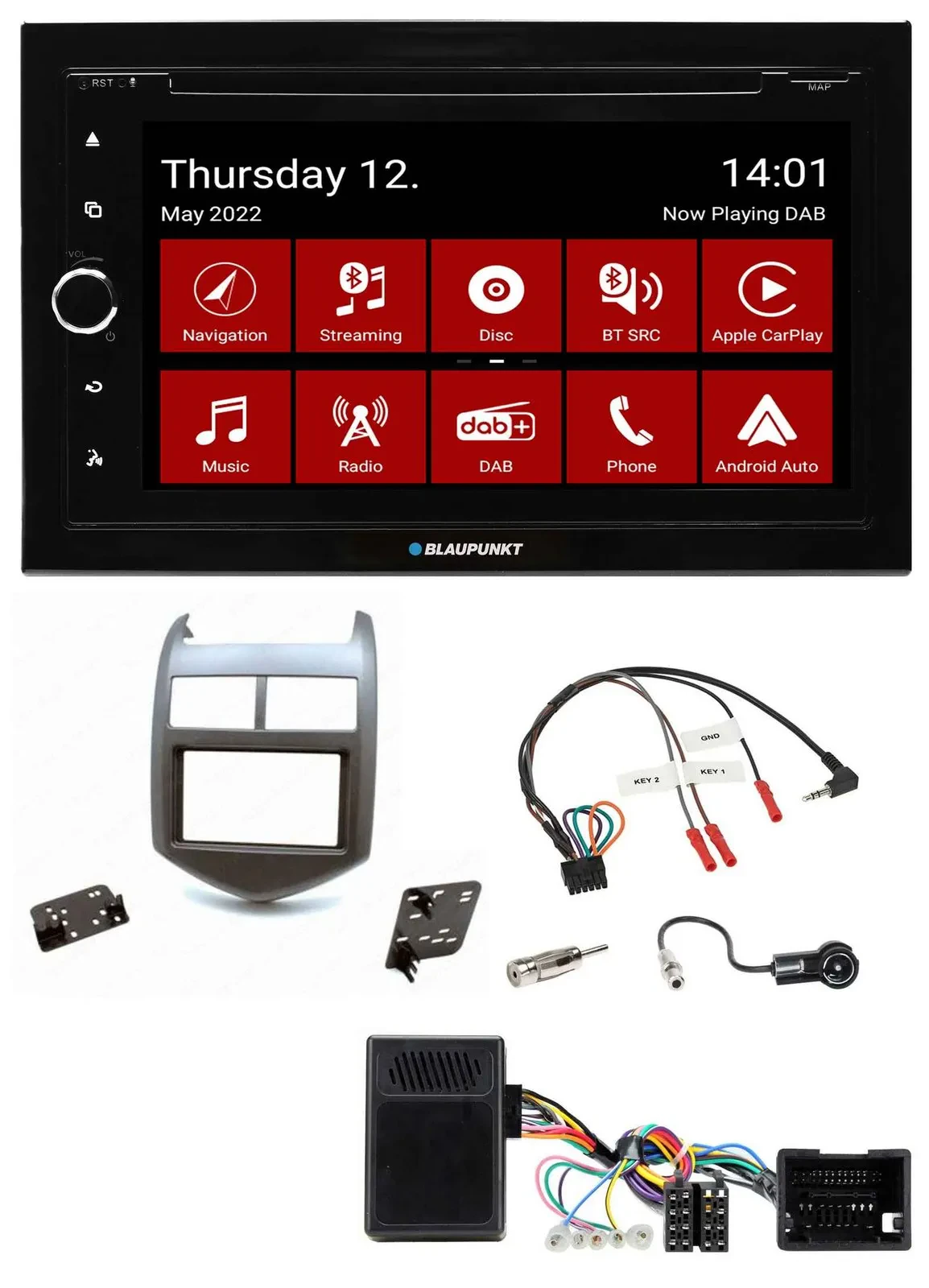 Blaupunkt Lenkrad DVD Bluetooth DAB 2DIN USB Autoradio für Chevrolet Aveo ab 11