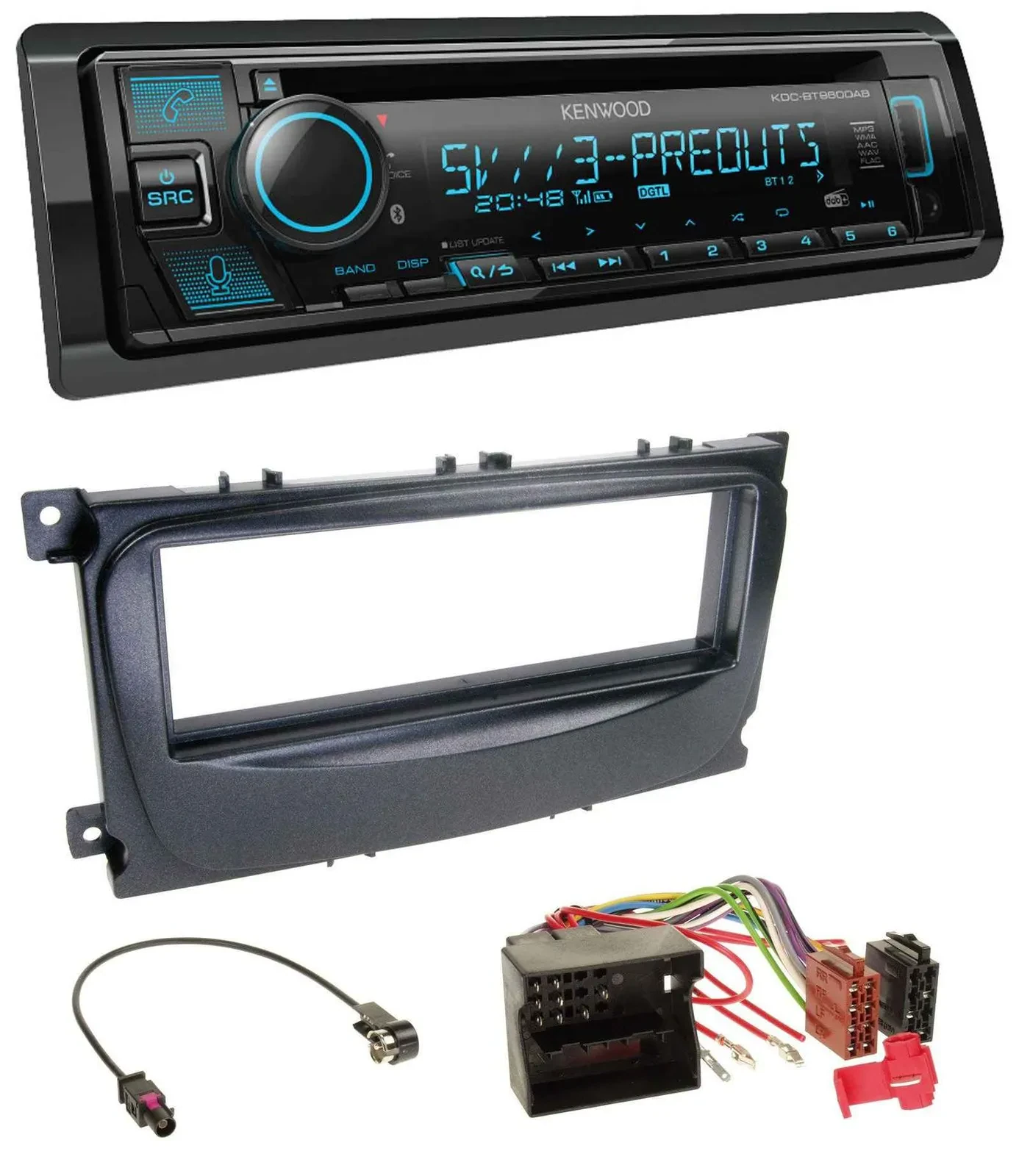 Kenwood Bluetooth USB CD MP3 DAB Autoradio für Ford Focus C-Max Galaxy ab 2007 s