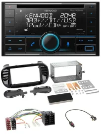 Kenwood CD 2DIN DAB USB MP3 Bluetooth Autoradio für Fiat 500 ab 12 ISO schwarz