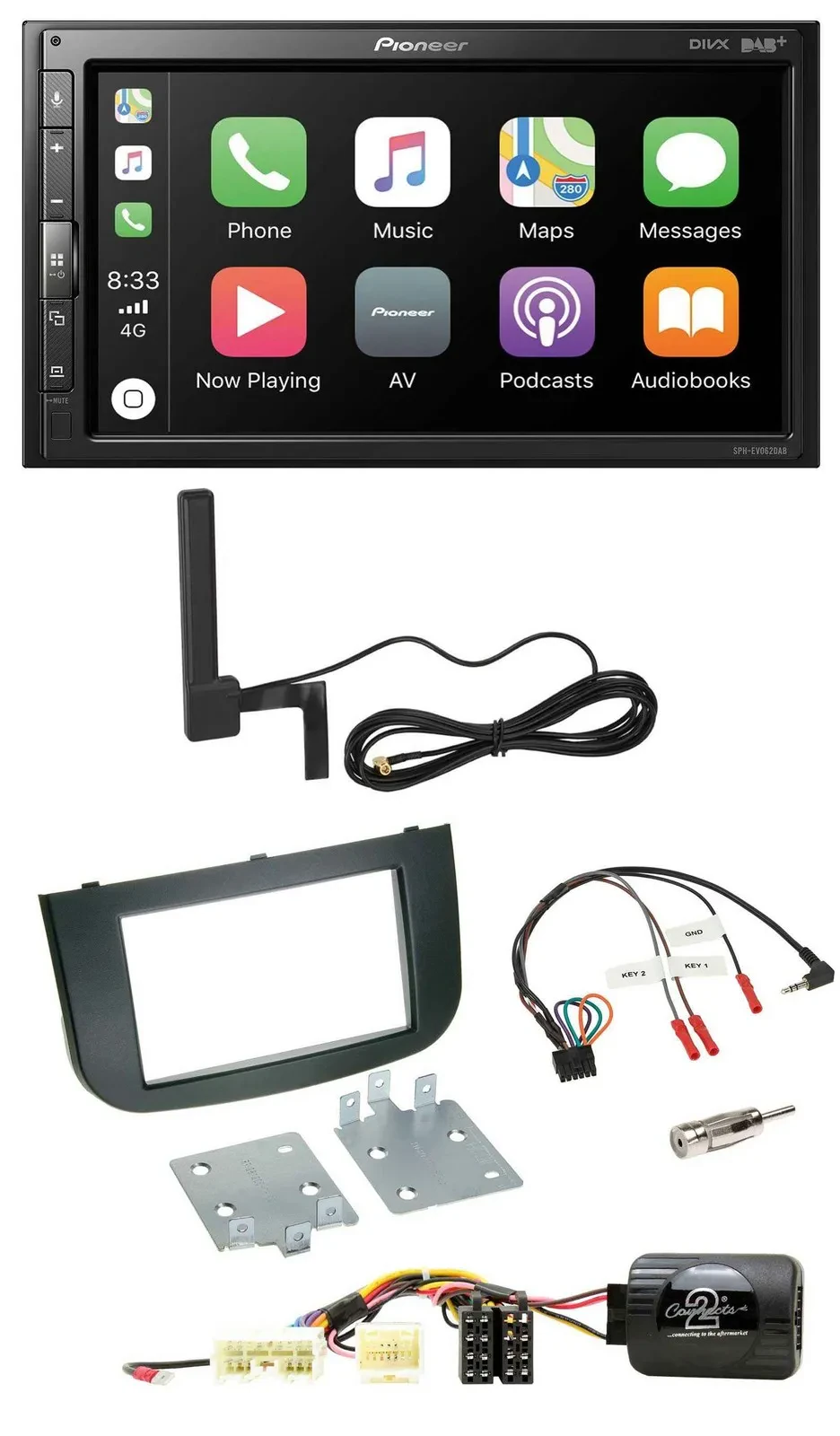 Pioneer USB 2DIN Bluetooth DAB Lenkrad Autoradio für Mitsubishi Colt 2008-2020