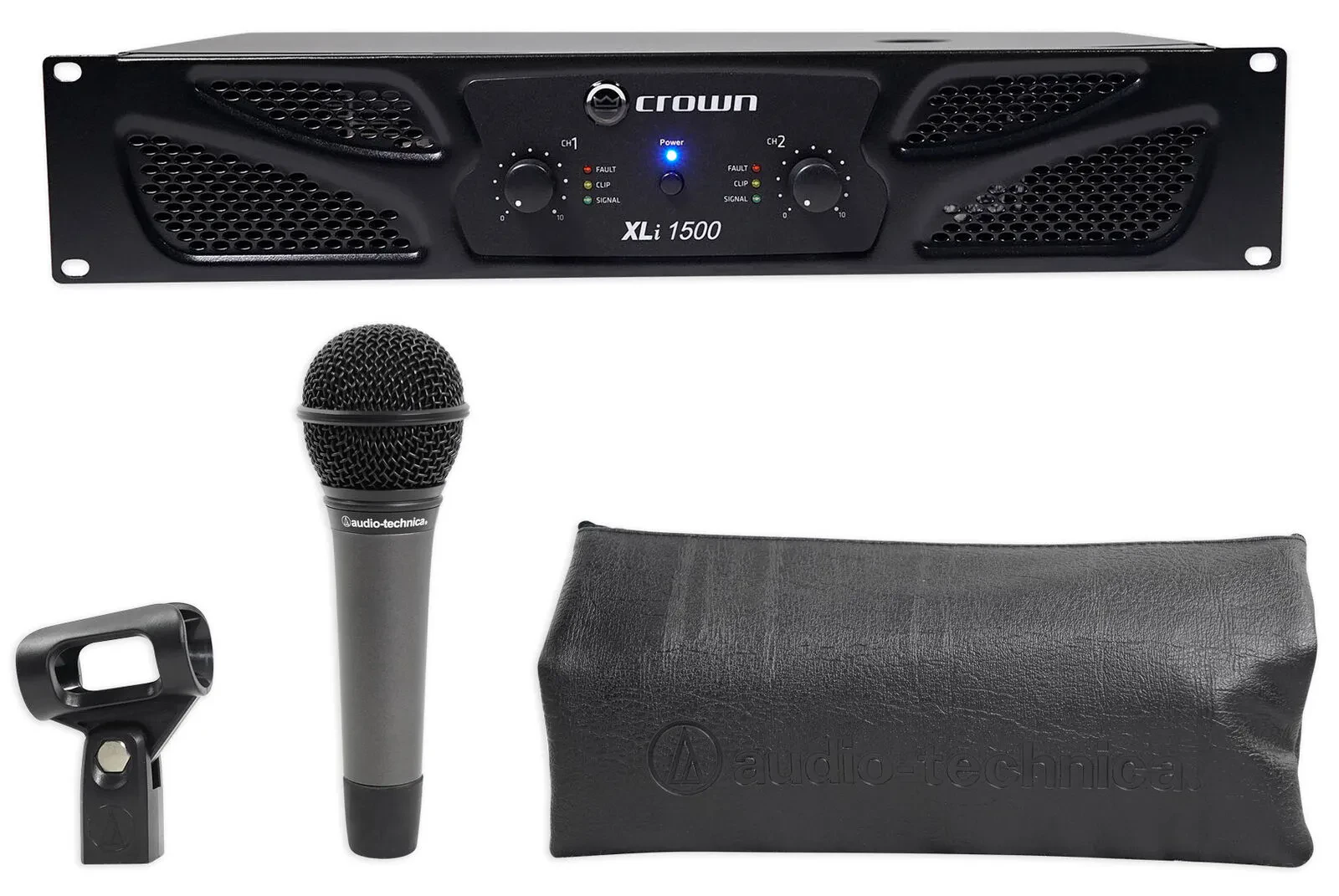 Crown Pro XLi1500 900w 2 Channel DJ/PA Amplifier Amp XLI 1500+AT Microphone