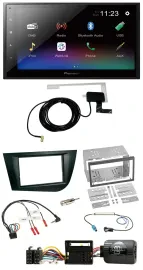 Pioneer DAB Lenkrad Bluetooth 2DIN USB Autoradio für Seat Leon 2005-2009 schwarz