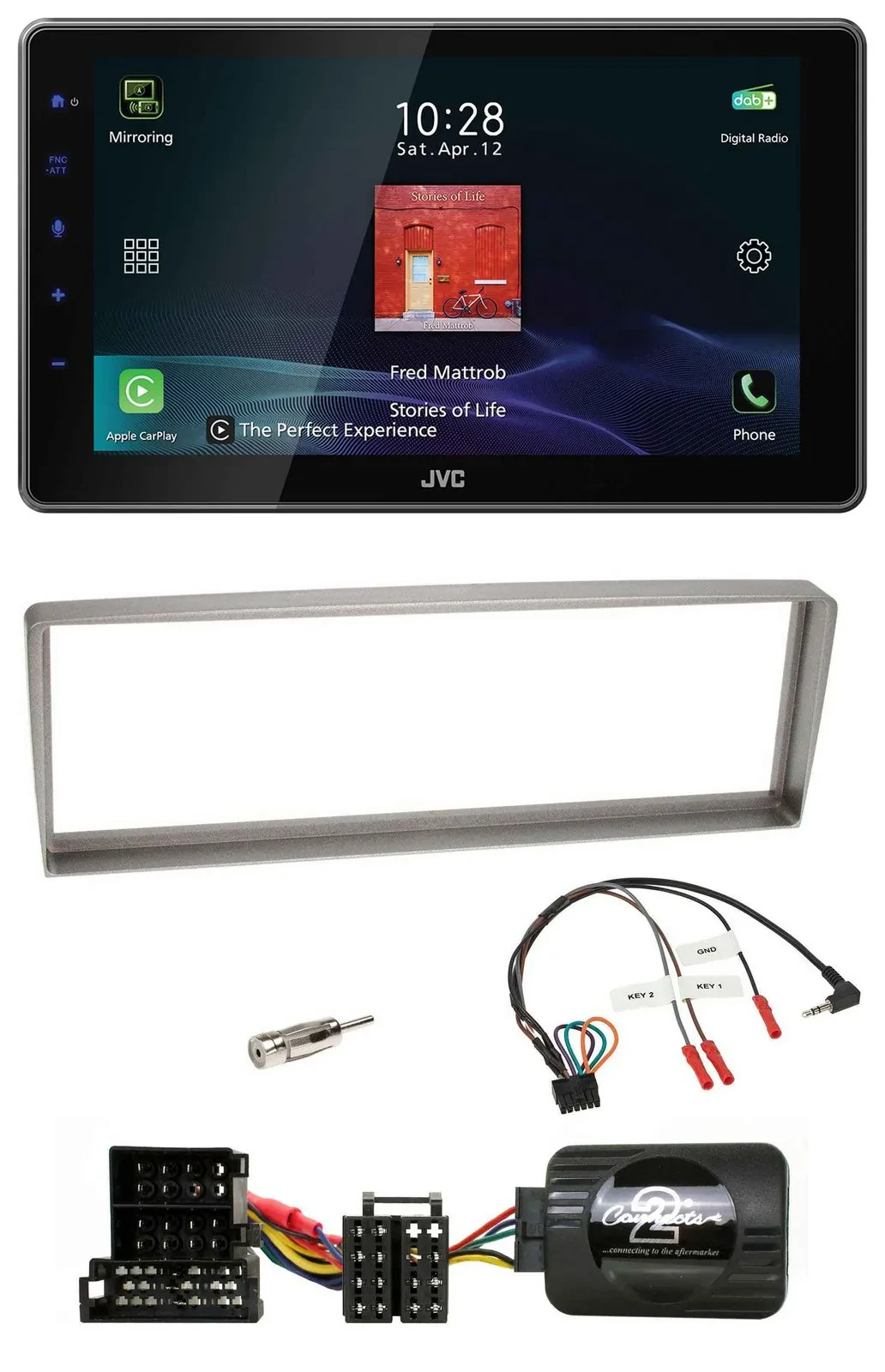 JVC DAB Lenkrad Bluetooth USB Autoradio für Alfa Romeo 156 ab 2003 silber