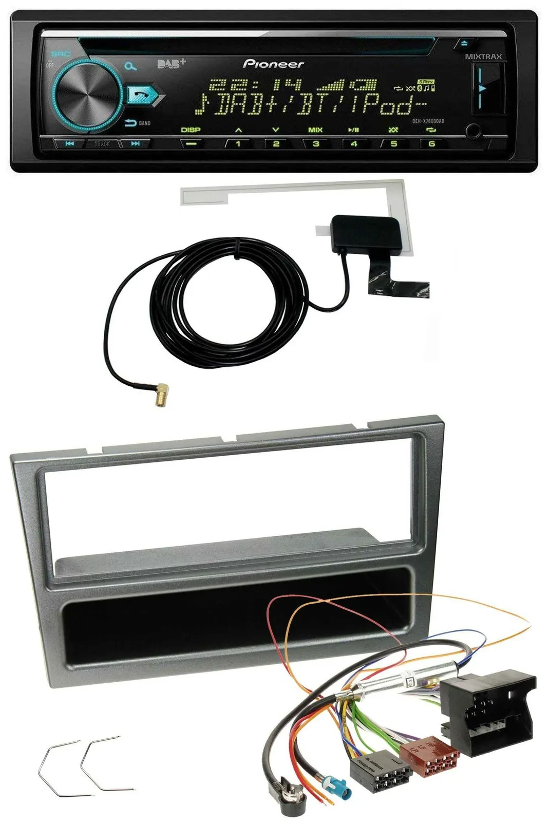 Автомагнитола Pioneer MP3, CD, USB, DAB, AUX для Opel Corsa C (Quadlock, 2004–2006), цвет алюминий