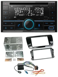 Автомагнитола для Seat Ibiza (с 2008) Kenwood 2-DIN, CD, DAB, USB, MP3, Bluetooth, чёрный глянец