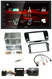 Автомагнитола JVC 2-DIN, USB, Bluetooth, DAB, для Seat Ibiza (с 2008), цвет: черный глянец