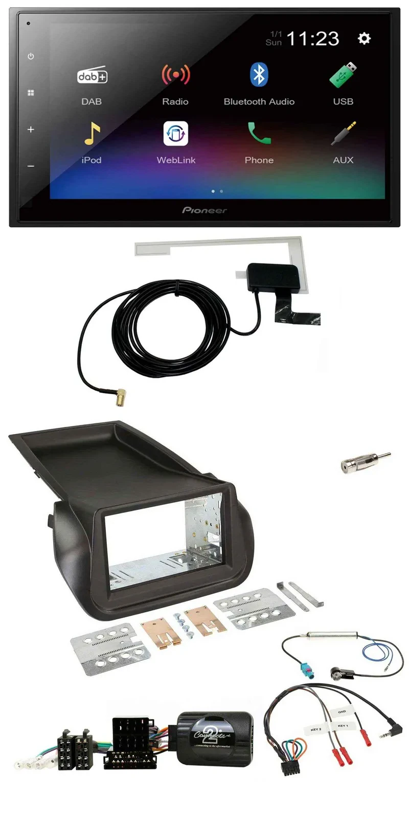 Pioneer DAB Lenkrad Bluetooth 2DIN USB Autoradio für Citroen Nemo Peugeot Bipper