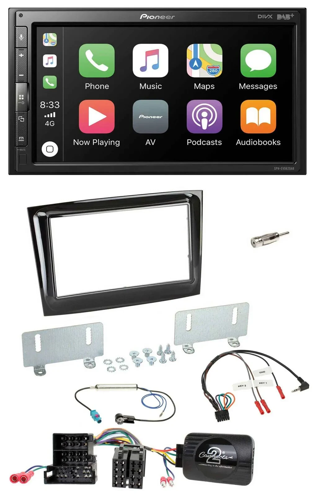 Pioneer USB Lenkrad DAB 2DIN Bluetooth Autoradio für Fiat Doblo ab 15 Mini-ISO p