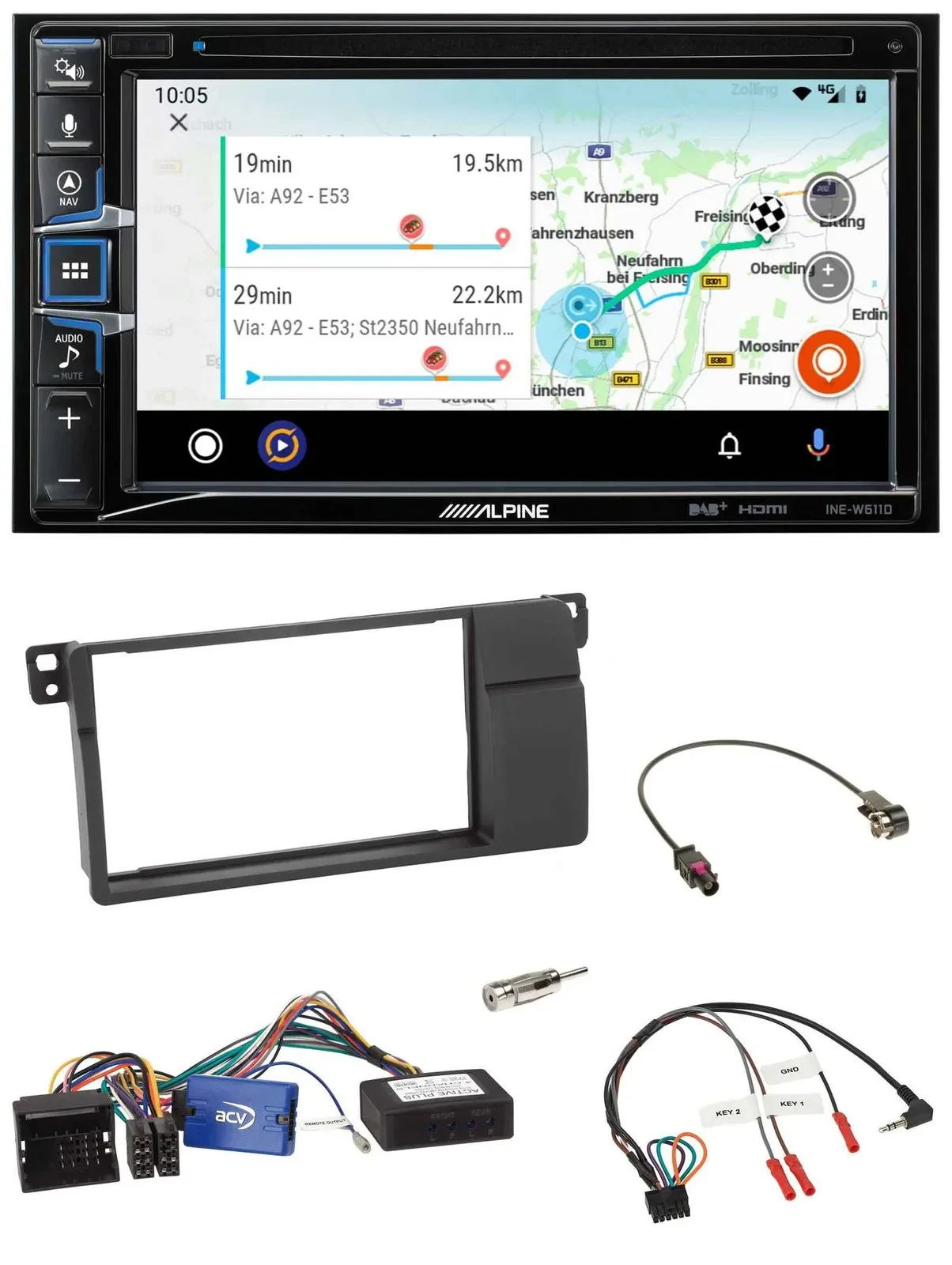 Alpine Bluetooth TMC USB DAB 2DIN Lenkrad Navigation für BMW 3er E46 2002-2006 s