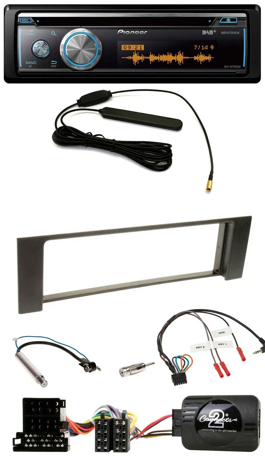 Pioneer CD USB Bluetooth DAB Lenkrad Autoradio für Audi A4 2000-2004 ISO