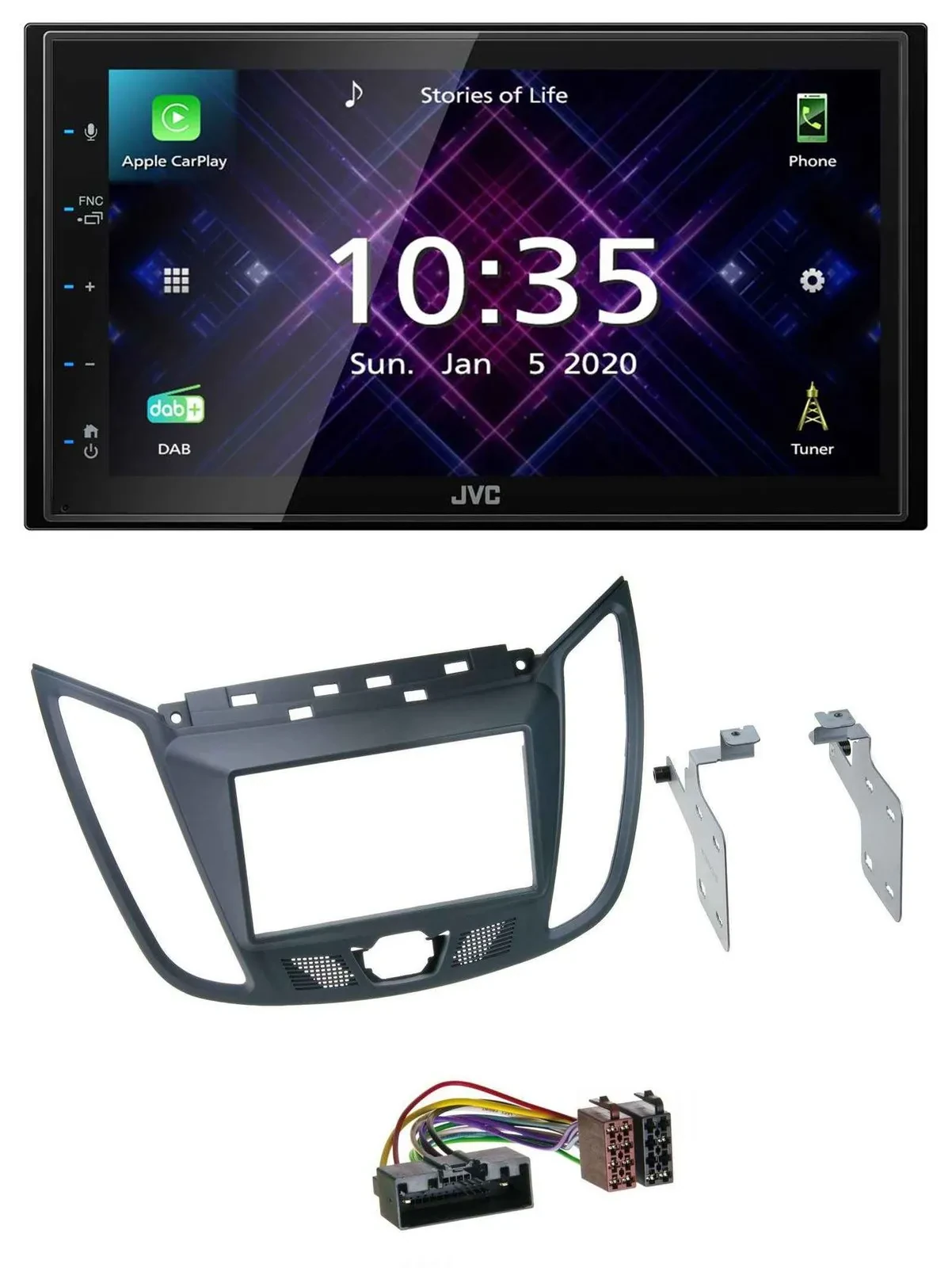 JVC DAB 2DIN MP3 Bluetooth USB Autoradio für Ford C-Max (ab 10) grau