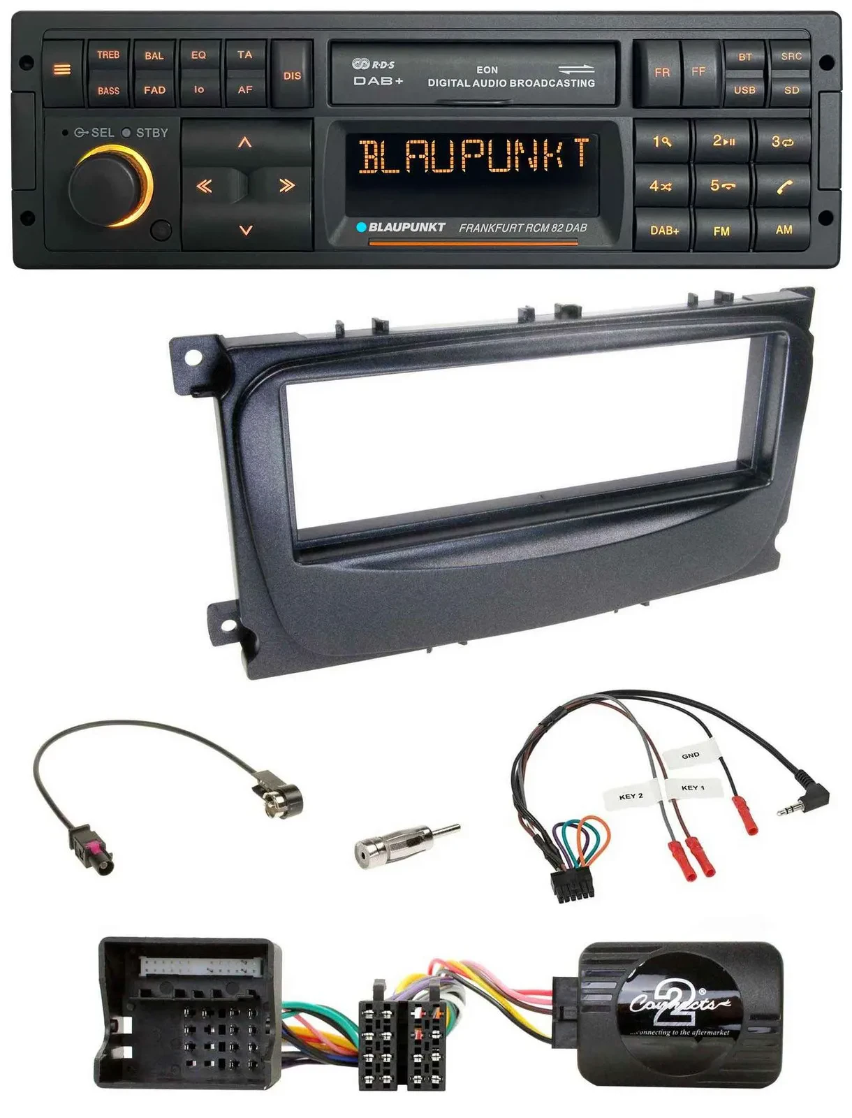 Автомагнитола для Ford Focus / C-Max / Galaxy Blaupunkt USB, DAB, SD, Bluetooth, поддержка кнопок на руле