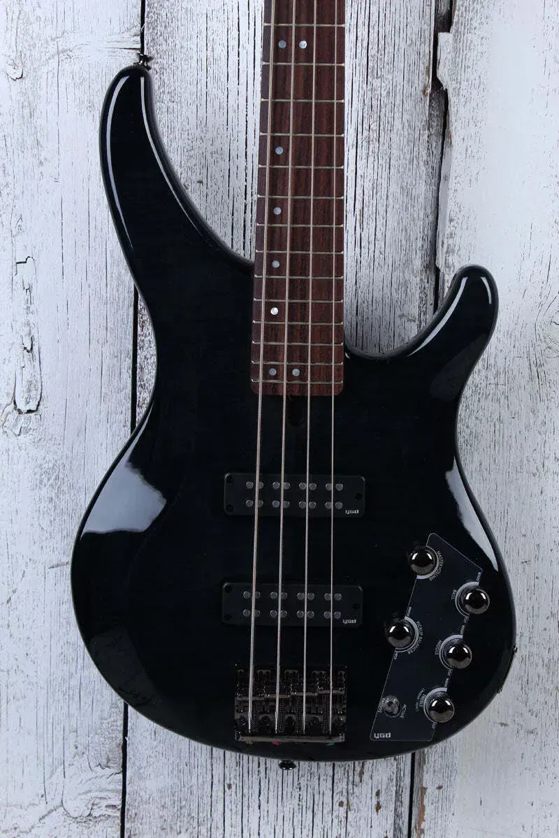 Yamaha TRBX604FM TBL 4 String Electric Bass Guitar Flame Maple Top Trans Black