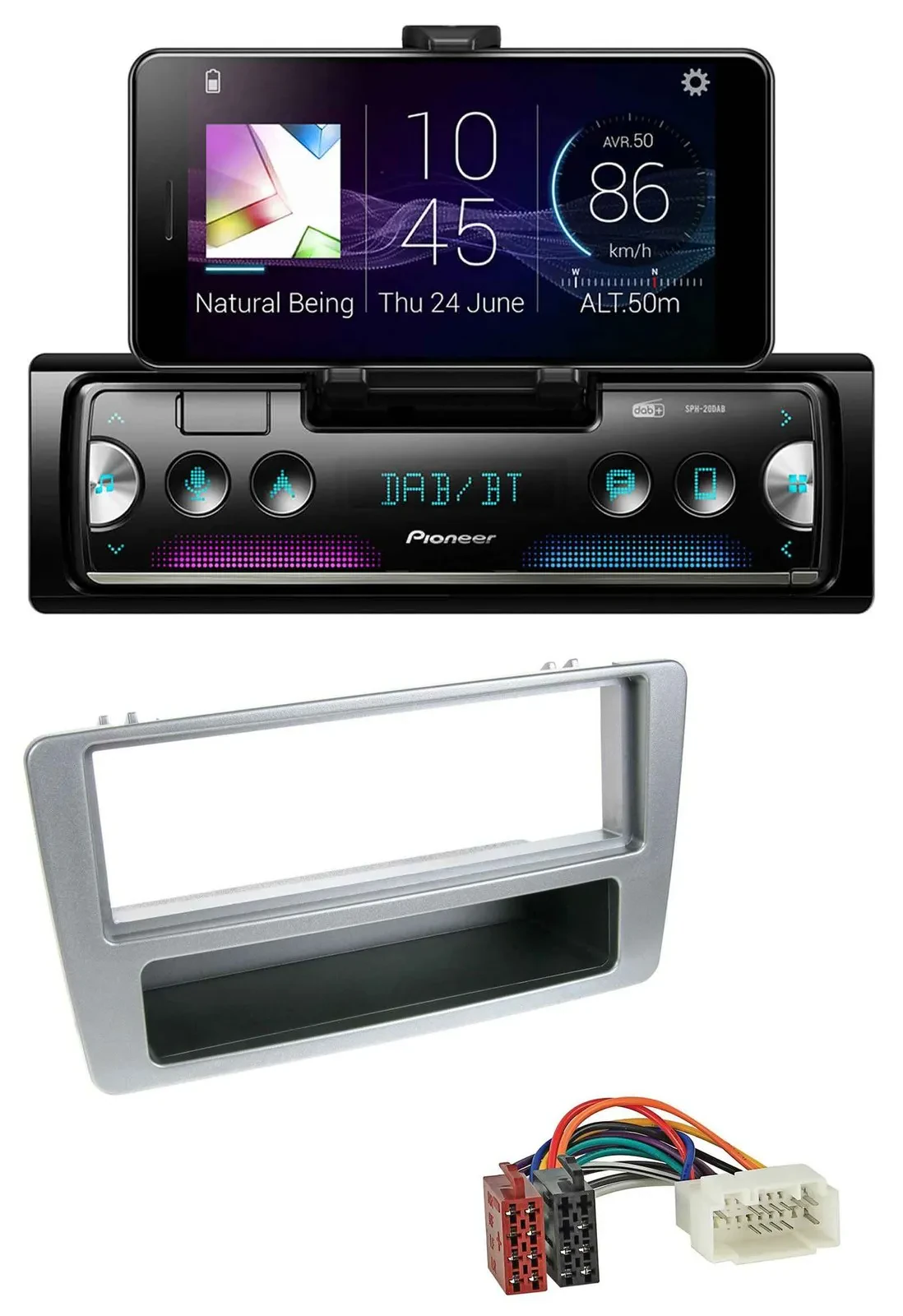 Pioneer USB MP3 Bluetooth DAB Autoradio für Honda Civic 01-03 silber man. Klima.