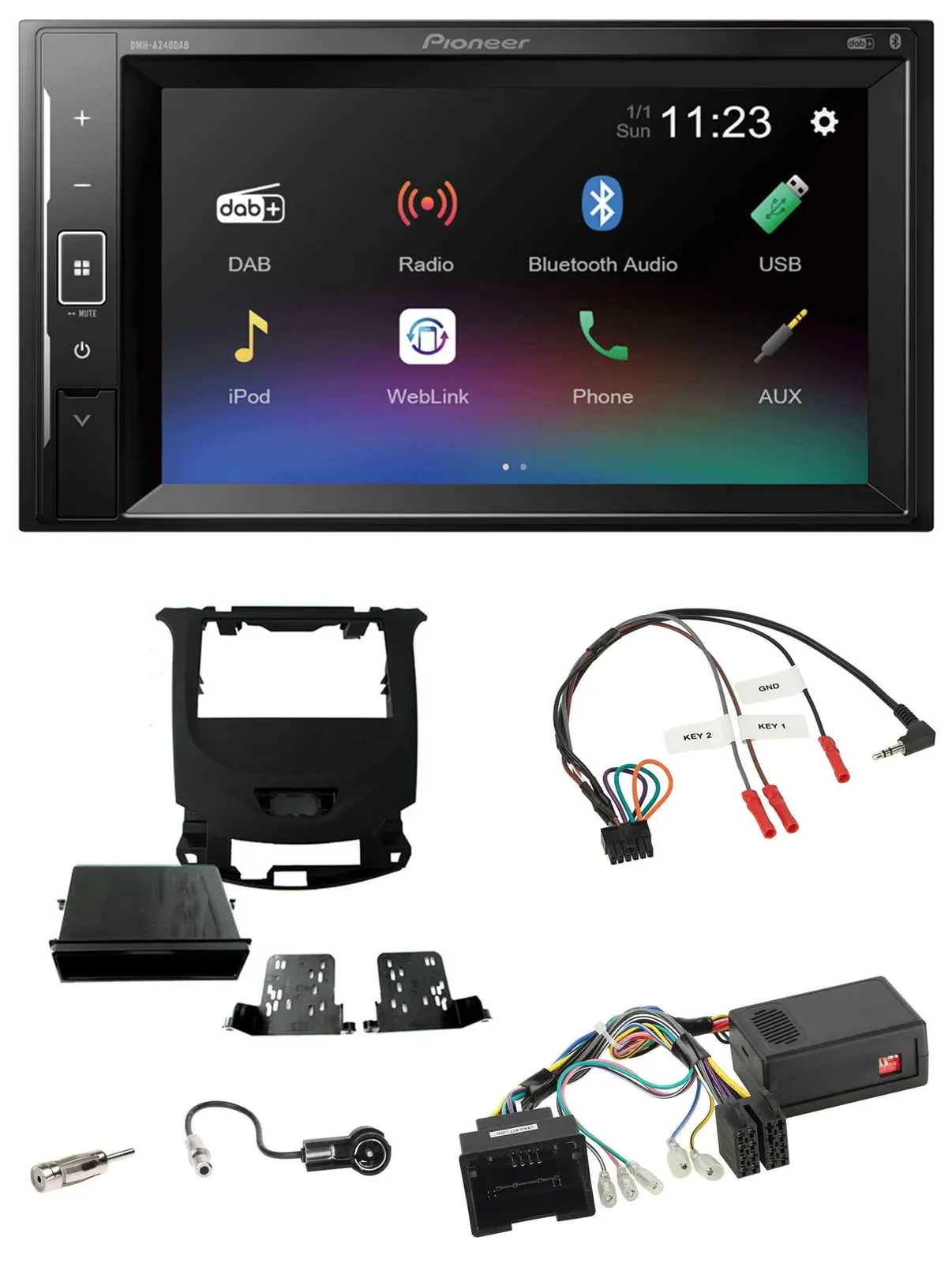 Автомагнитола Pioneer 2DIN DAB, Bluetooth, USB для Chevrolet Cruze (с 2016), поддержка управления на руле