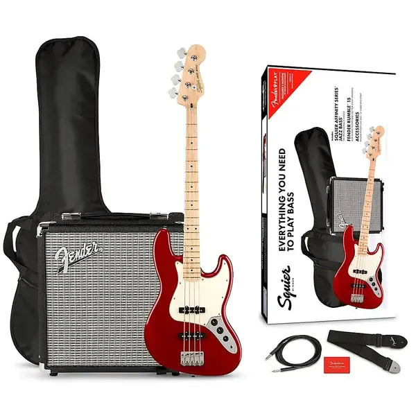 Бас-гитара Squier Affinity Jazz Bass LE Pack w/Rumble 15W Bass Combo Amp Candy Apple Red комплект