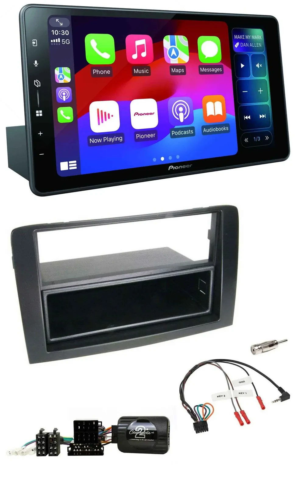 Pioneer Bluetooth DAB Lenkrad USB Autoradio für Fiat Idea 2006-2012 schwarz