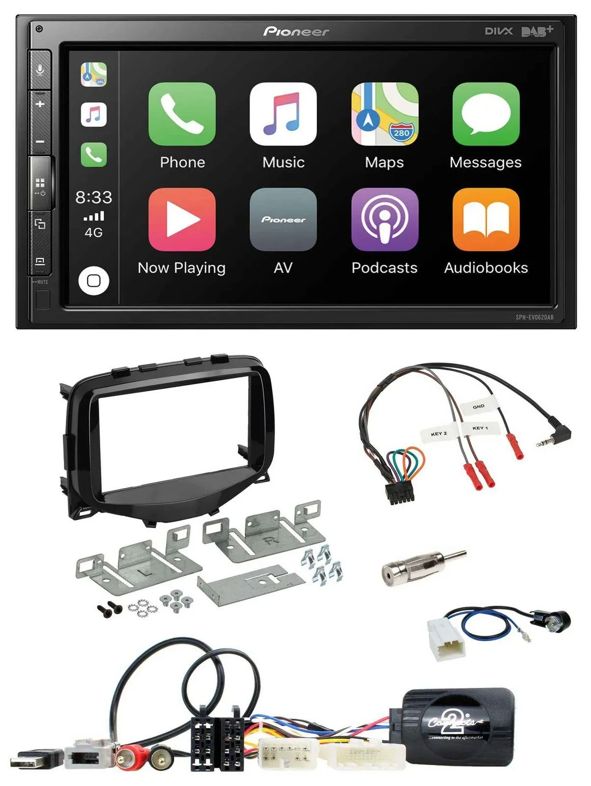 Pioneer USB Lenkrad DAB 2DIN Bluetooth Autoradio für Toyota Aygo 2014-2021