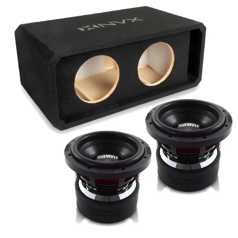 NVX NE82P Dual 8" Slot Ported 3/4" MDF Subwoofer Enclosure w/ Car Subwoofer