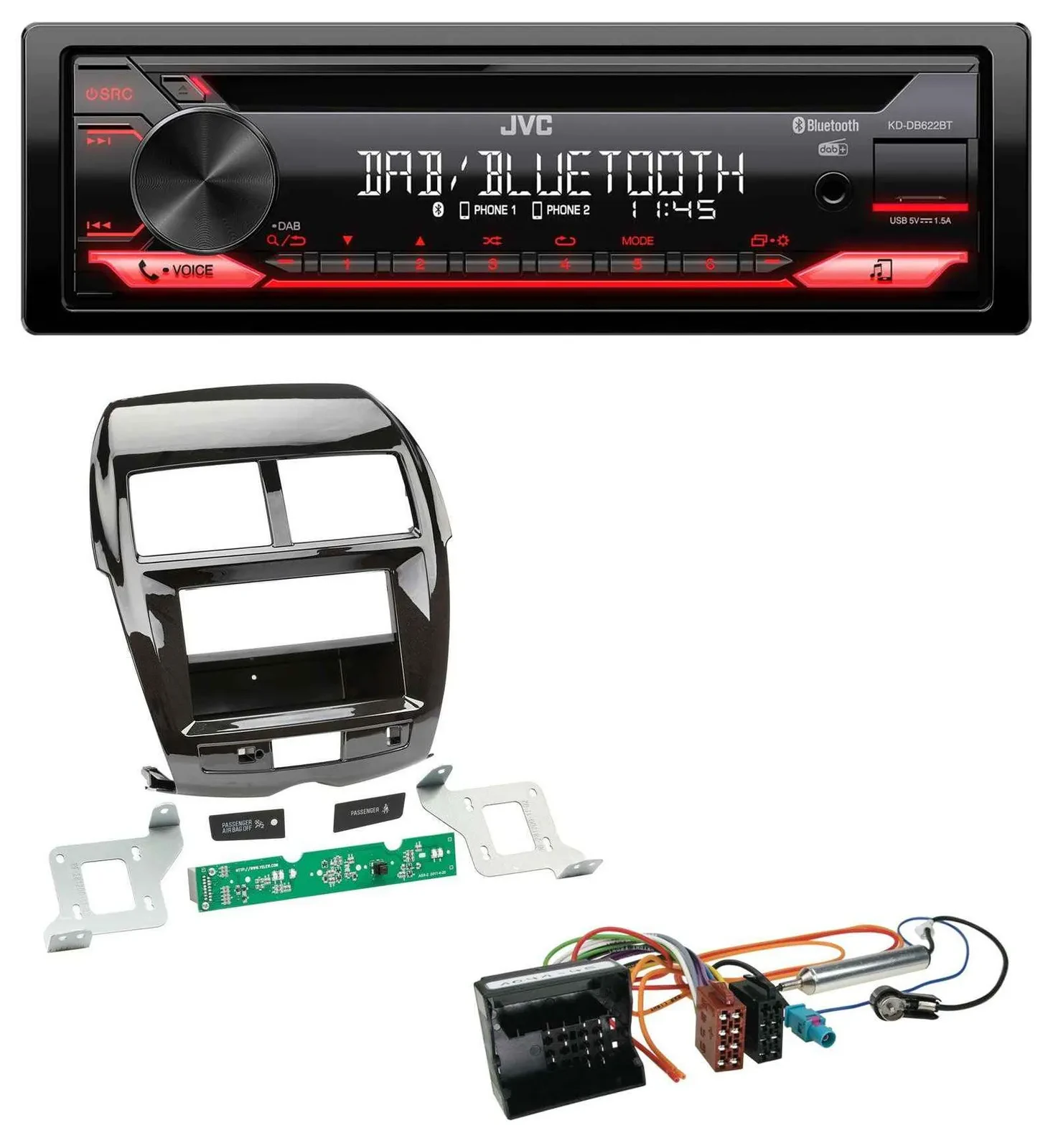 JVC CD DAB USB Bluetooth MP3 Autoradio für Citroen C4 Aircross Mitsubishi ASX Pe