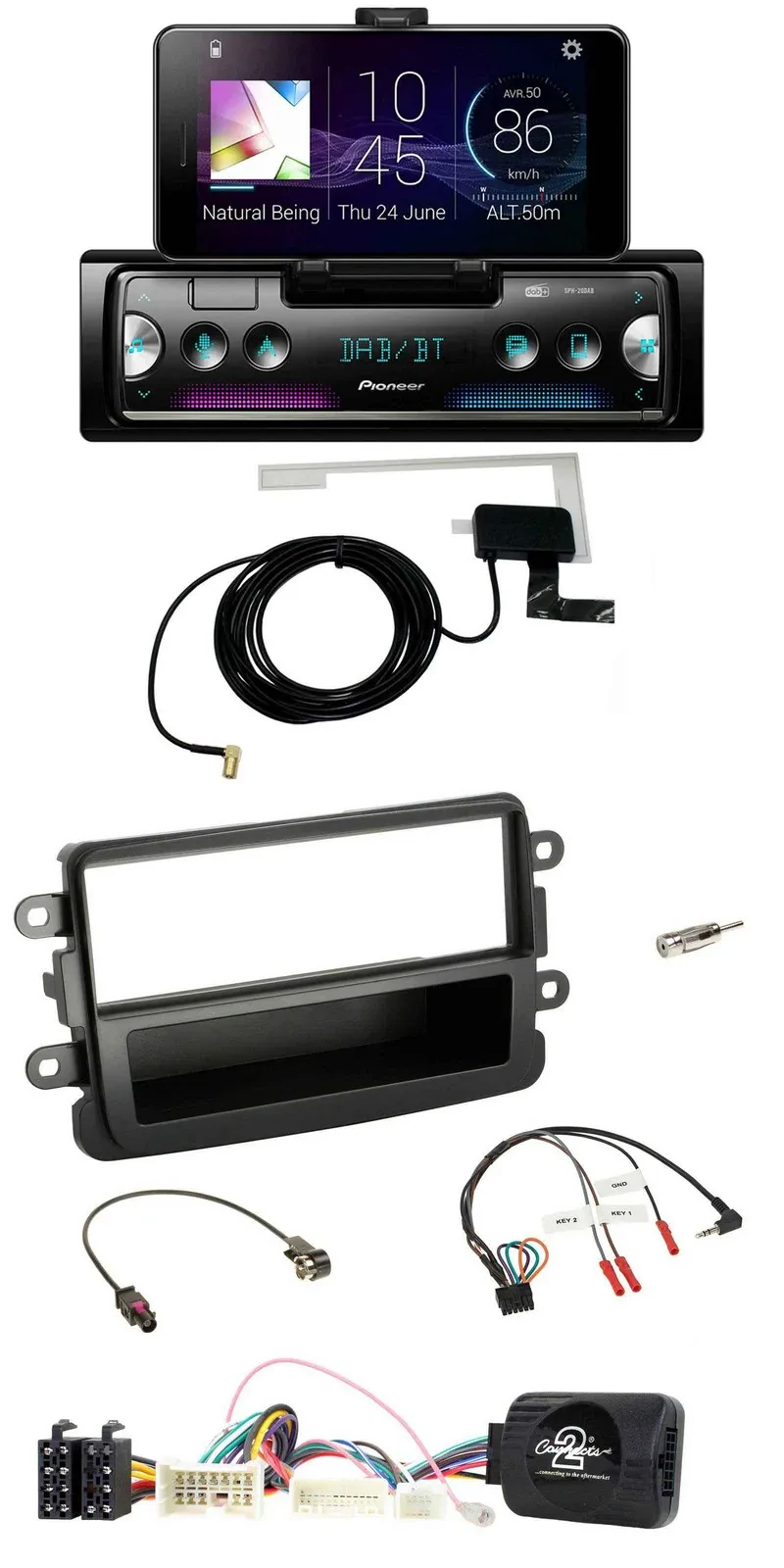 Автомагнитола Pioneer DAB, Bluetooth, USB, для Dacia (с 2012), черный