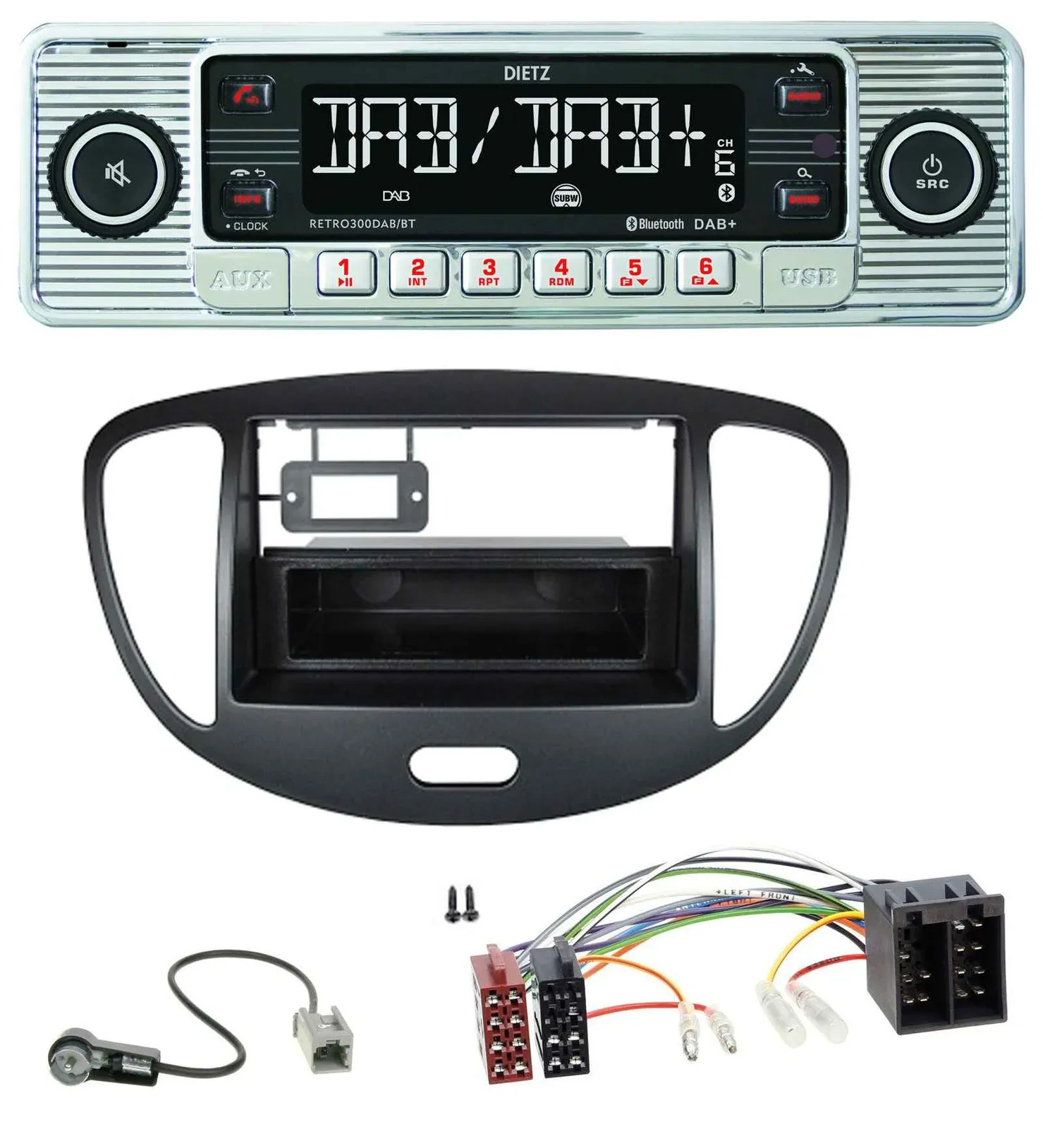 Dietz Bluetooth MP3 DAB USB Autoradio für Hyundai i10 (2008-2013) schwarz