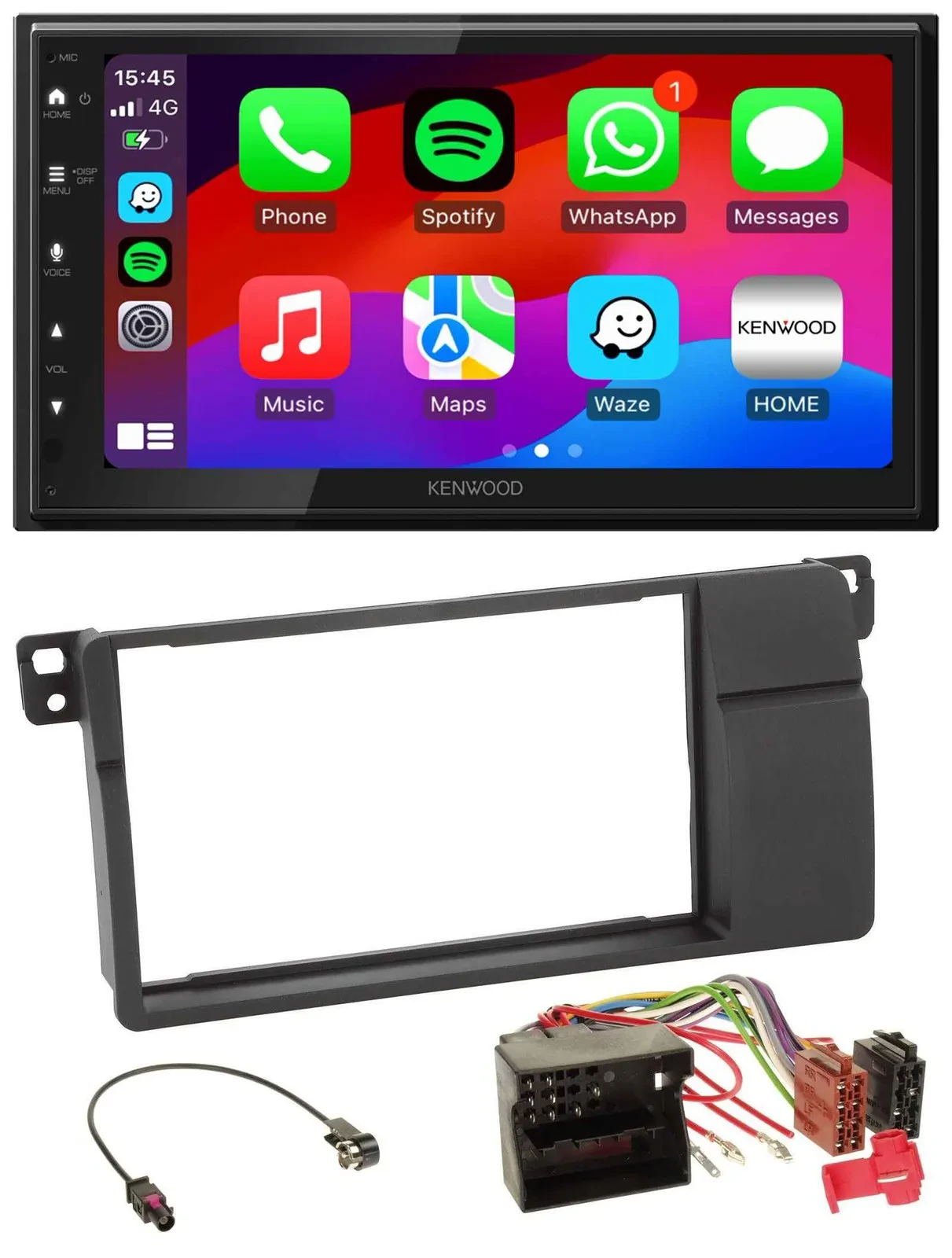 Kenwood MP3 USB DAB 2DIN Bluetooth Autoradio für BMW 3er E46 Quadlock großem Nav