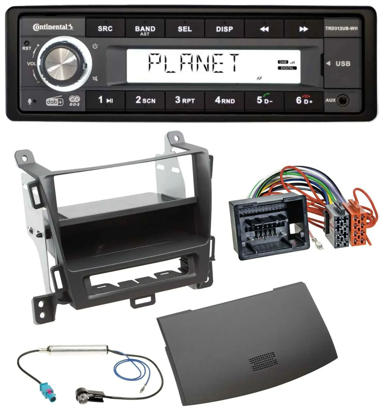 Автомагнитола Continental 1-DIN, USB/AUX, DAB, MP3, черный, для Opel Zafira Tourer (с 2012)