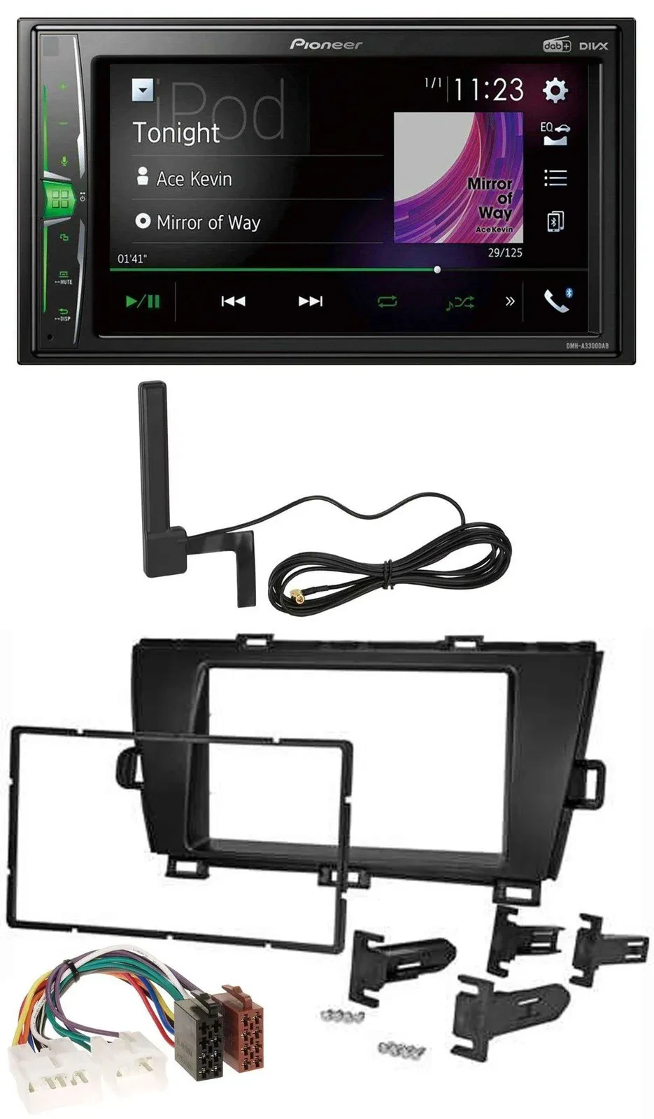 Автомагнитола для Toyota Prius (2009–2012) Pioneer 2DIN, MP3, DAB, Bluetooth, AUX