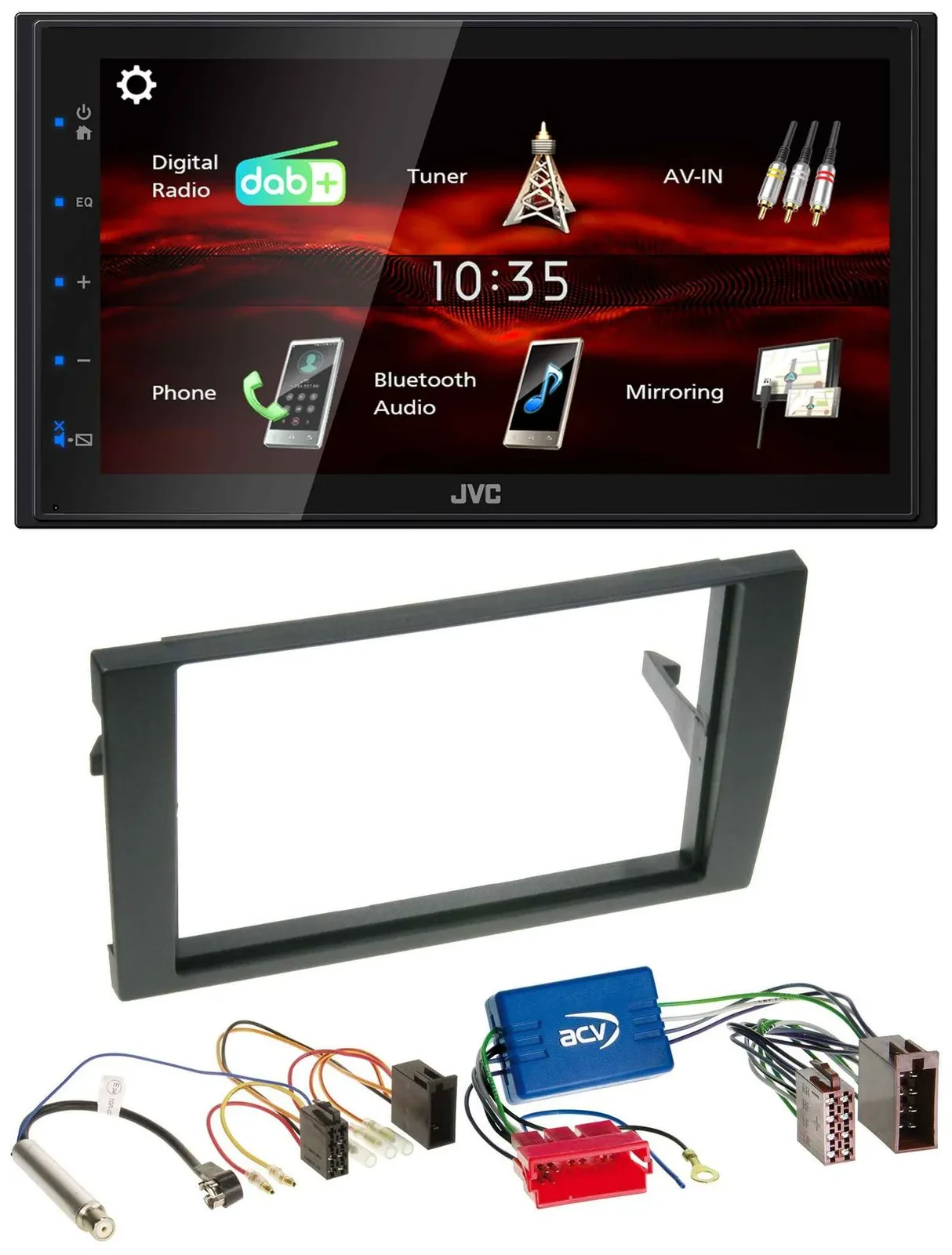 JVC USB Bluetooth MP3 DAB 2DIN Autoradio für Audi A4 B6 B7 01-08 Aktivsystem Min