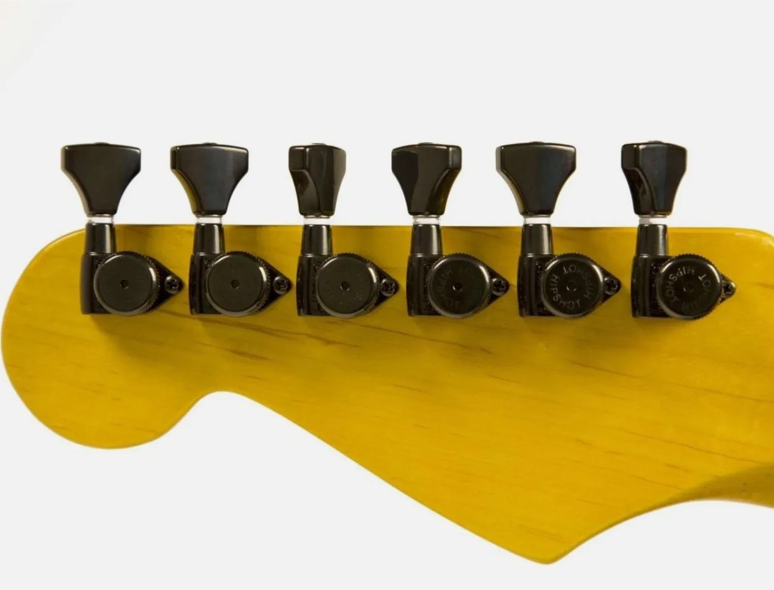 Hipshot BLACK 6-InLine Grip-Lock Open STAGGERED Locking Guitar Tuners + UMP