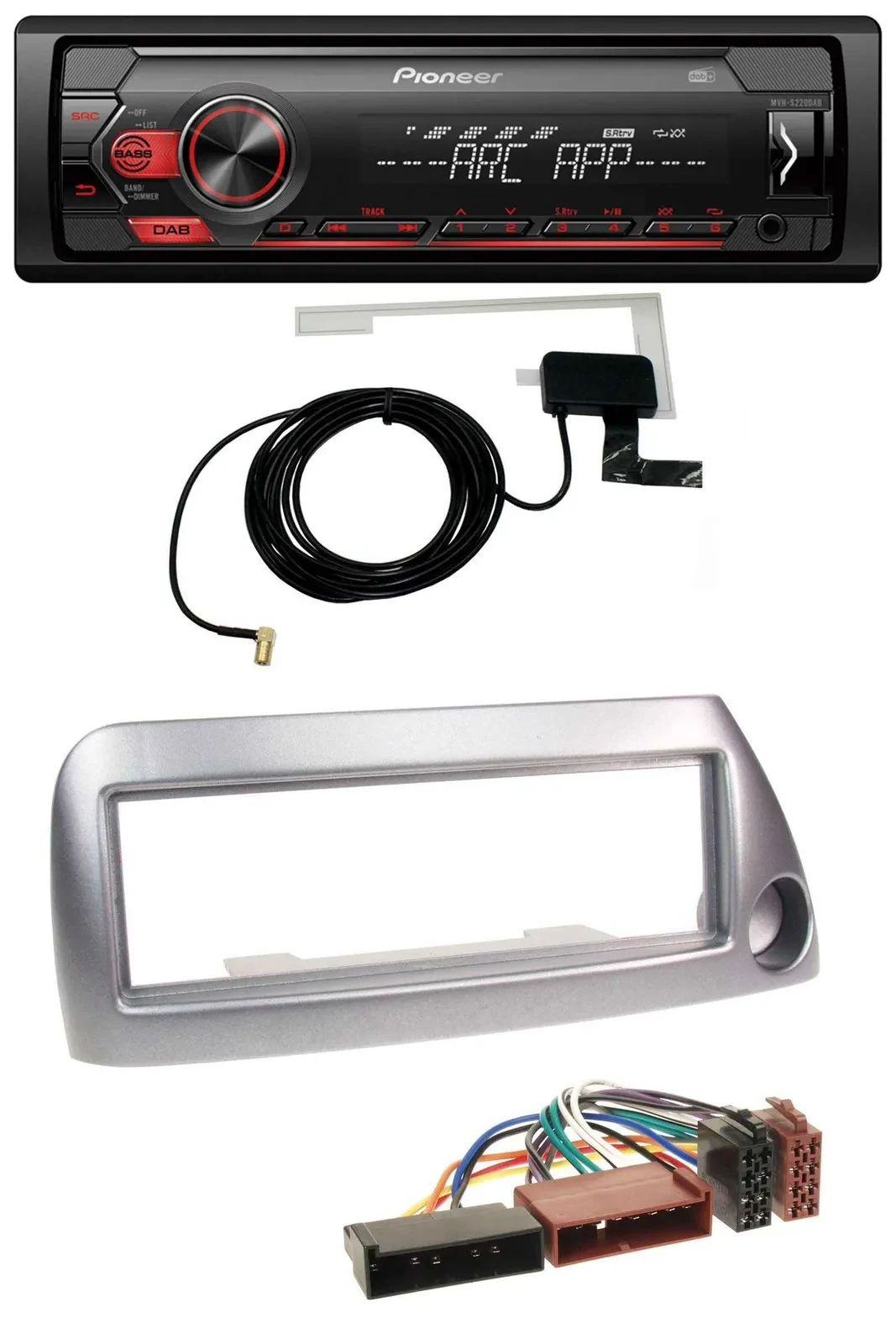 Pioneer 1DIN USB DAB MP3 AUX Autoradio für Ford Ka bis 2008 silber-metallic