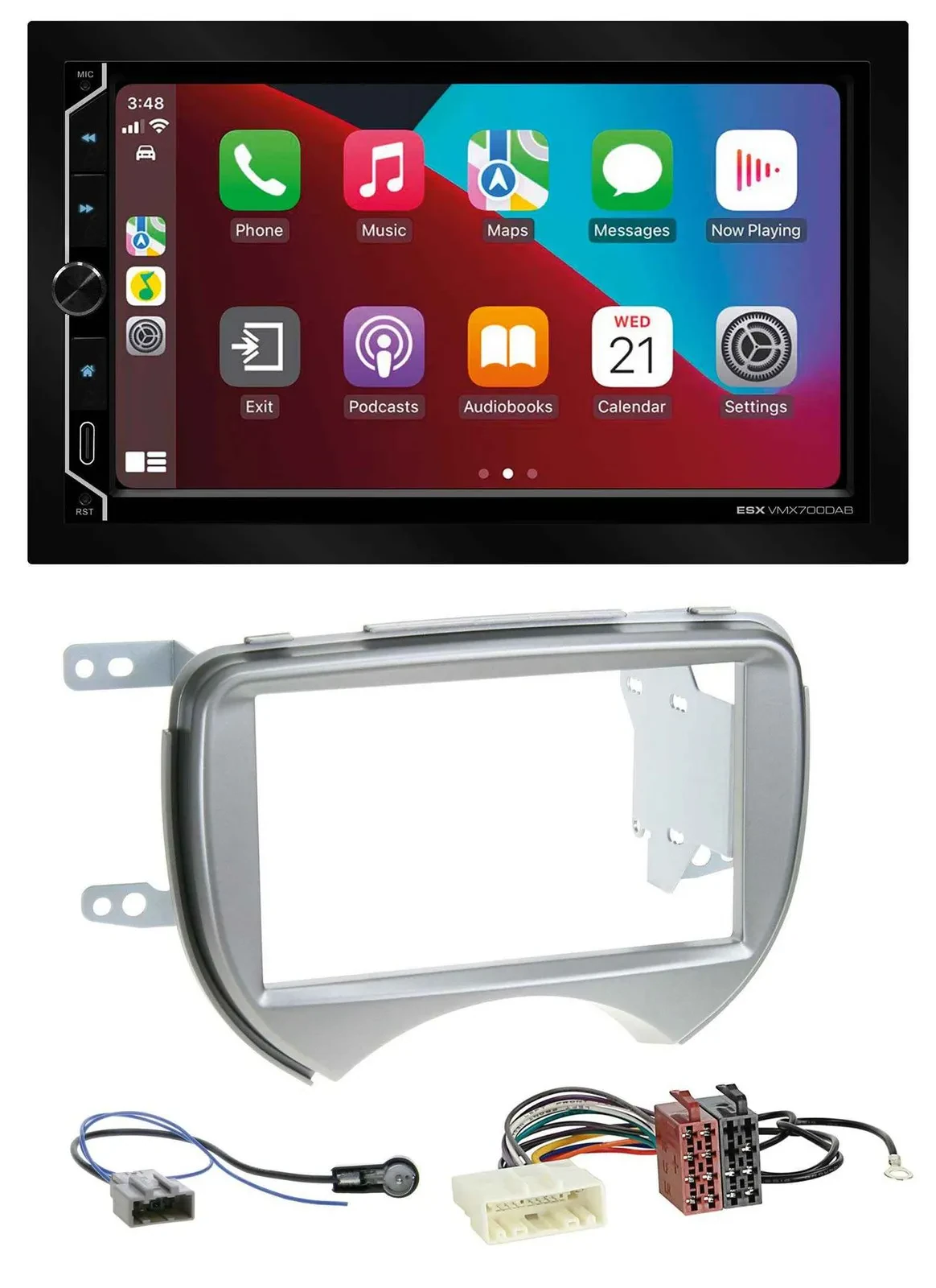 ESX 2DIN DAB USB MP3 Bluetooth Autoradio für Nissan Micra 2010-2013 silber